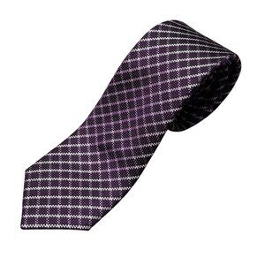 The Tie Bar Purple Plaid Tie 100% Silk Hand Made 2.5" Skinny